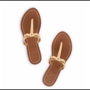 🩴Tory Burch Size 8 Gold Leighanne Sandals